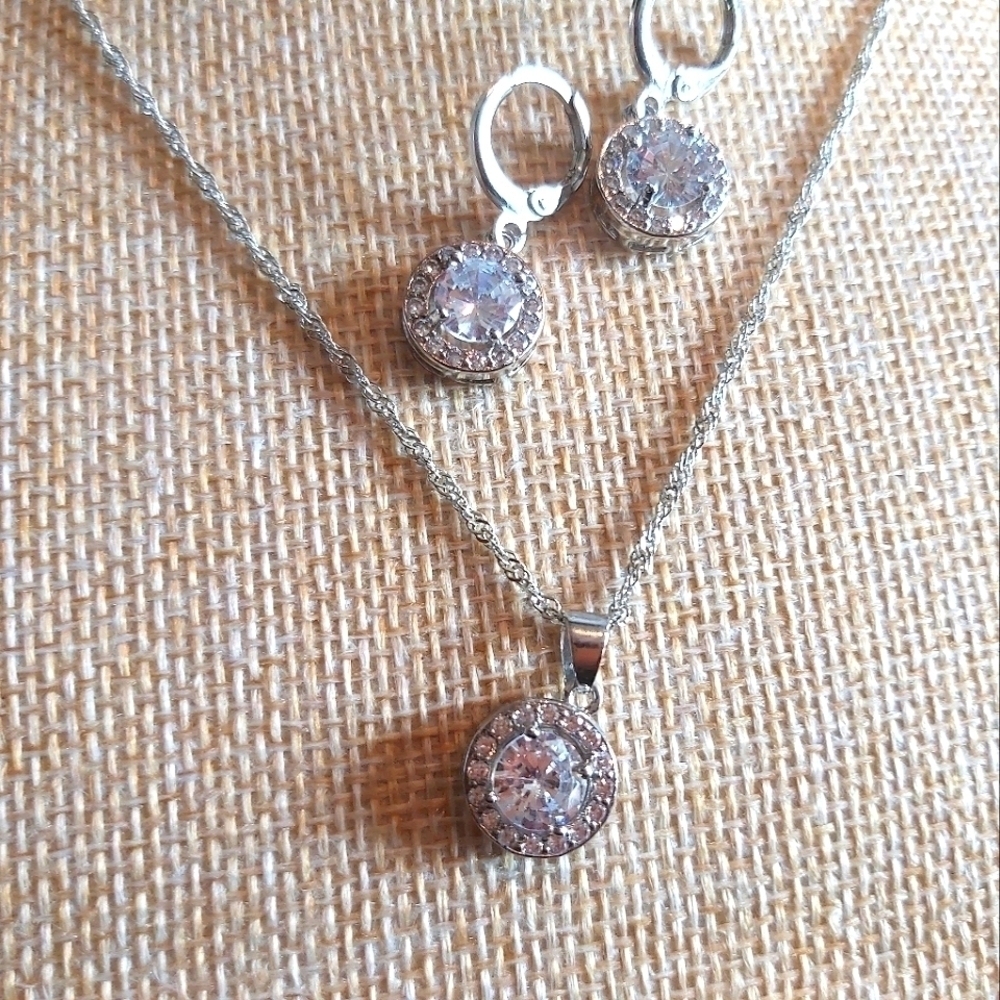 925 rhinestone necklace and earrings